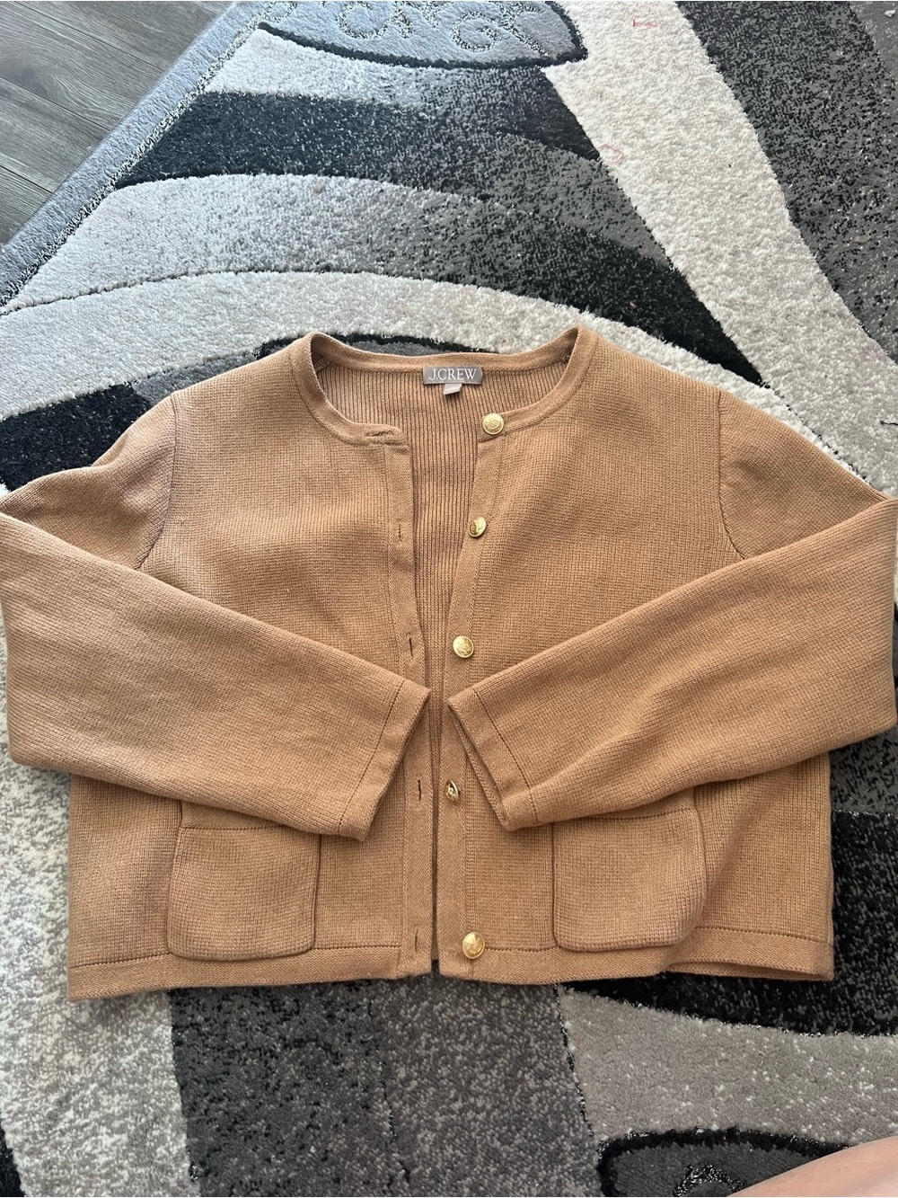 J. Crew Camel Brown Cropped Button Cardigan